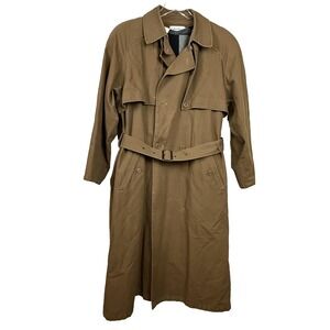 Vtg Calvin Klein Coat Womens 10‎ Brown Cotton Trench Belted Wool Lined 90s READ